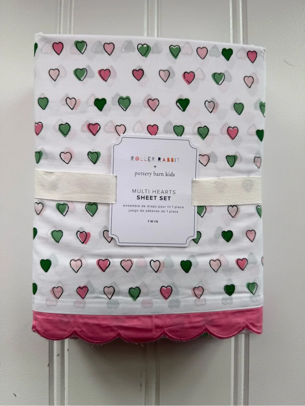 Pottery Barn Kids Teen Roller Rabbit Multi Hearts Twin Sheet Organic NEW 3062